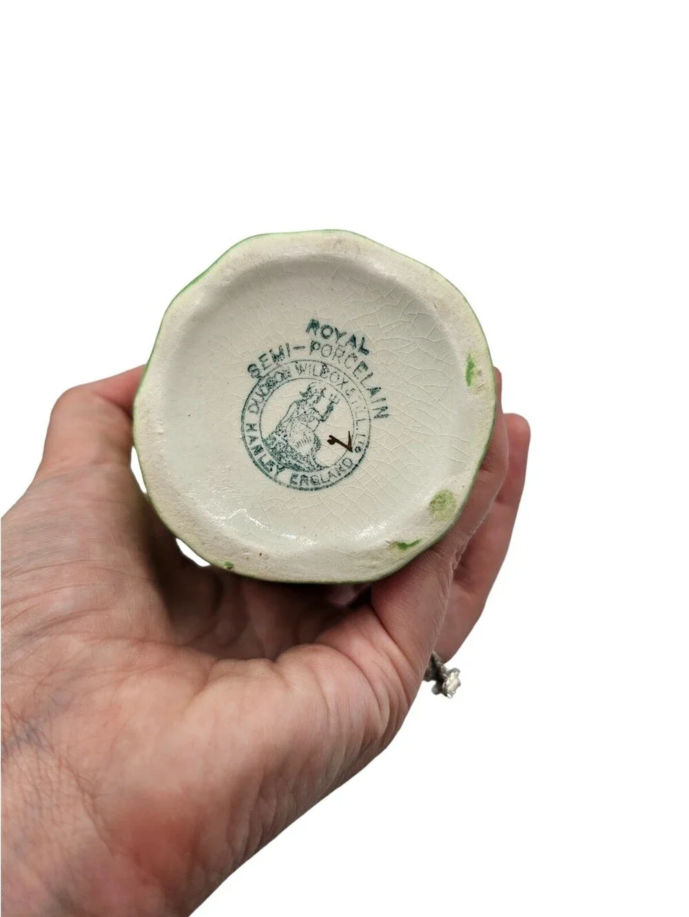 Antique Vase Toothbrush Holder Royal Semi Porcelain Dudson Green White